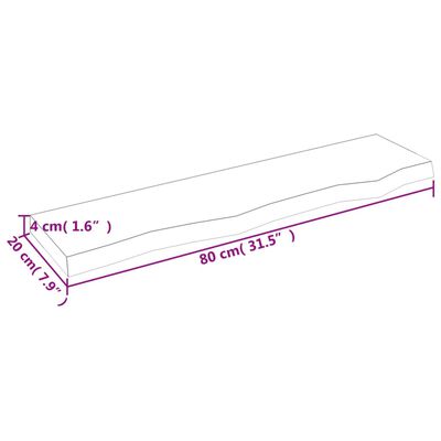 vidaXL Poliță perete maro deschis 80x20x4 cm lemn masiv stejar tratat