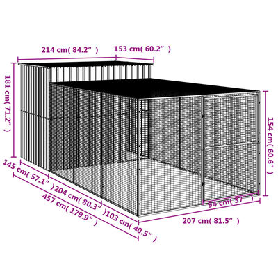 vidaXL Cușcă de câine & țarc gri deschis 214x457x181cm oțel galvanizat