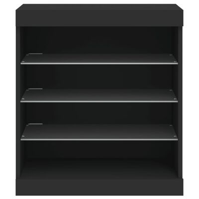 vidaXL Servantă cu lumini LED, negru, 60,5x37x67 cm