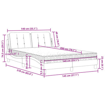 vidaXL Pat cu saltea, maro, 140x200 cm, piele ecologică