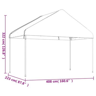 vidaXL Foișor cu acoperiș, alb, 13,38x4,08x3,22 m, polietilenă