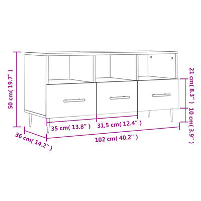 vidaXL Dulap TV, gri sonoma, 102x36x50 cm, lemn prelucrat