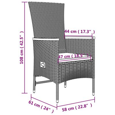 vidaXL Set mobilier de grădină cu perne, 5 piese, gri, poliratan