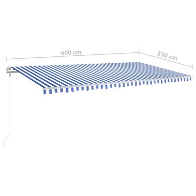 vidaXL Copertină retractabilă manual cu LED, albastru/alb, 6x3,5 m