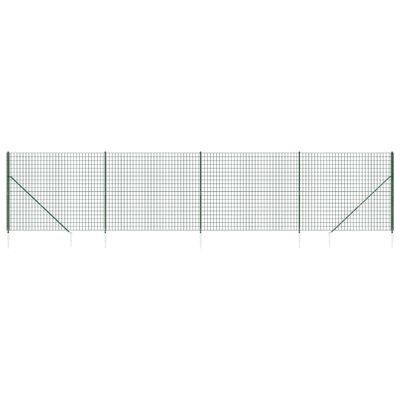 vidaXL Gard plasă de sârmă cu țăruși de fixare, verde, 2x10 m