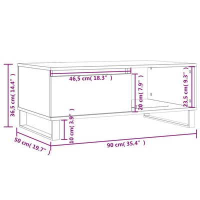 vidaXL Măsuță de cafea, stejar maro, 90x50x36,5 cm, lemn prelucrat