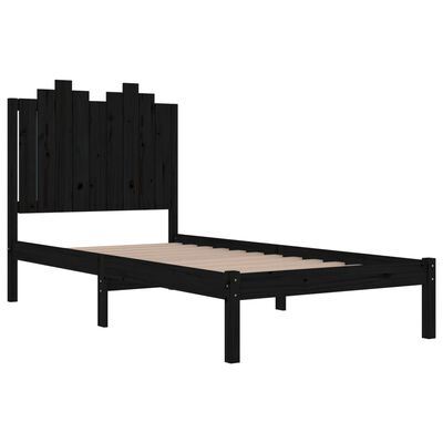 vidaXL Cadru de pat single, negru, 90x190 cm, lemn masiv de pin