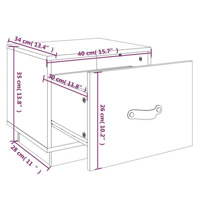 vidaXL Noptiere, 2 buc., alb, 40x34x35 cm, lemn masiv de pin