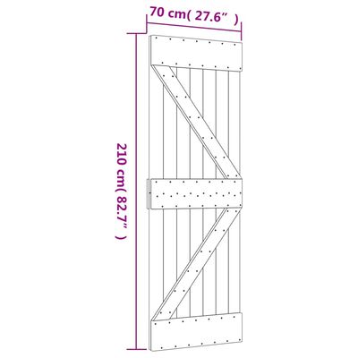 vidaXL Ușă glisantă cu set de feronerie 70x210 cm, lemn masiv de pin