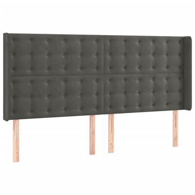 vidaXL Tăblie de pat cu LED, gri închis, 163x16x118/128 cm, catifea