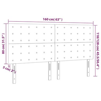 vidaXL Tăblie de pat cu LED, gri taupe, 160x5x118/128 cm, textil