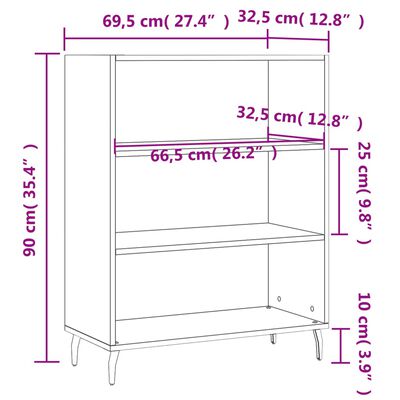 vidaXL Dulap cu rafturi alb extralucios 69,5x32,5x90 cm lemn compozit