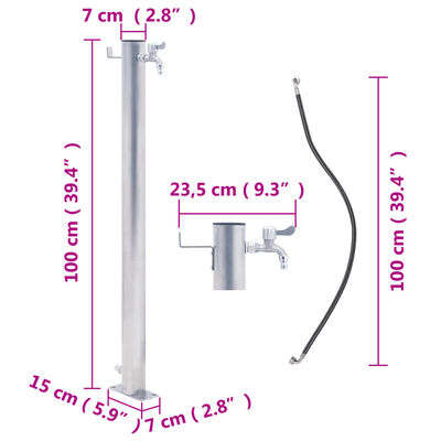 vidaXL Coloană de apă de grădină, 100 cm, oțel inoxidabil, rotund