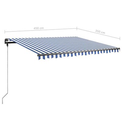 vidaXL Copertină retractabilă manual cu LED, albastru&alb, 450x350 cm