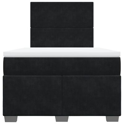 vidaXL Pat box spring cu saltea, negru, 120x190 cm, catifea