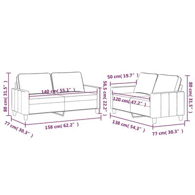 vidaXL Set de canapele cu perne, 2 piese, albastru, catifea