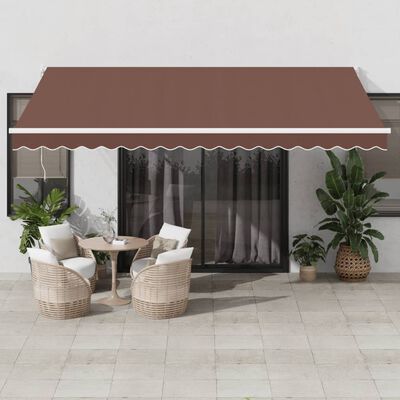 vidaXL Copertină retractabilă manual, maro, 450x300 cm