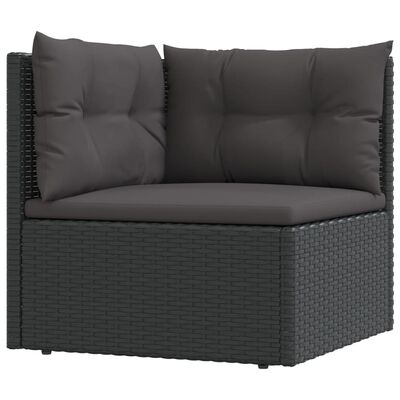 vidaXL Set mobilier de grădină cu perne, 8 piese, negru, poliratan