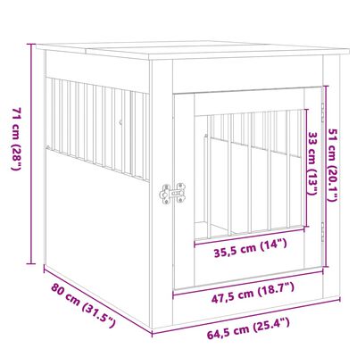 vidaXL Ladă pentru câini, stejar sonoma, 64,5x80x71 cm, lemn compozit