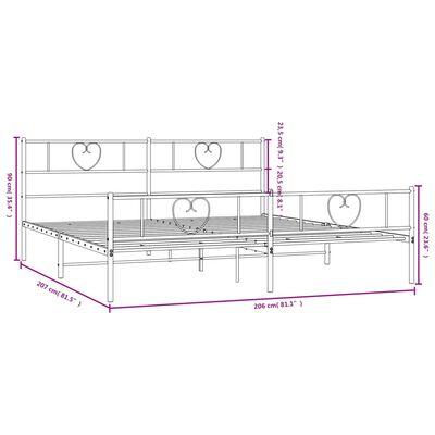 vidaXL Cadru pat metalic cu tăblii de cap/picioare, negru, 200x200 cm