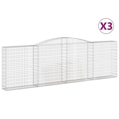 vidaXL Coșuri gabion arcuite 3 buc. 400x30x120/140cm fier galvanizat