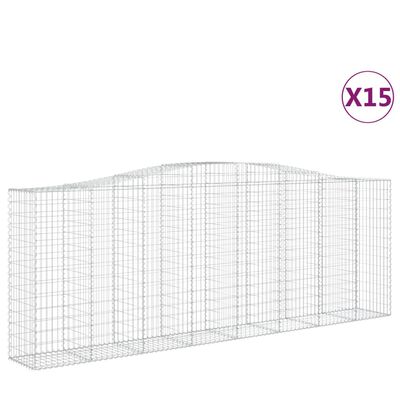 vidaXL Coșuri gabion arcuite 15 buc, 400x50x140/160cm, fier galvanizat