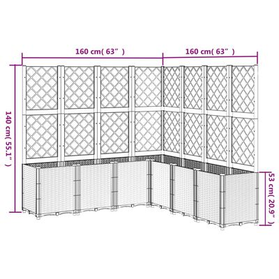 vidaXL Jardinieră de grădină cu spalier, maro, 160x160x140 cm, PP