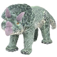 vidaXL Jucărie din pluș dinozaur Triceratops în picioare, verde, XXL