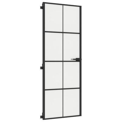 vidaXL Ușă de interior negru 76x201,5 cm sticlă securiz./aluminiu slim