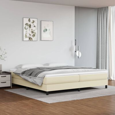 vidaXL Cadru de pat box spring, crem, 200x200 cm, piele ecologică