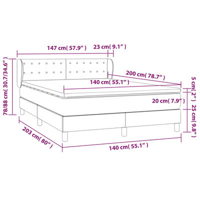 vidaXL Pat box spring cu saltea, roz, 140x200 cm, catifea