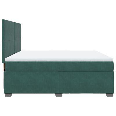 vidaXL Pat box spring cu saltea, verde închis, 200x200 cm, catifea