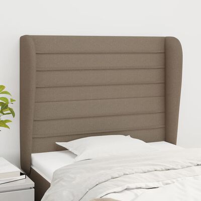 vidaXL Tăblie de pat cu aripioare gri taupe 103x23x118/128 cm textil