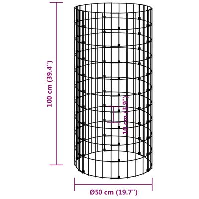 vidaXL Stâlp de gabion, Ø50x100 cm, oțel galvanizat, circular