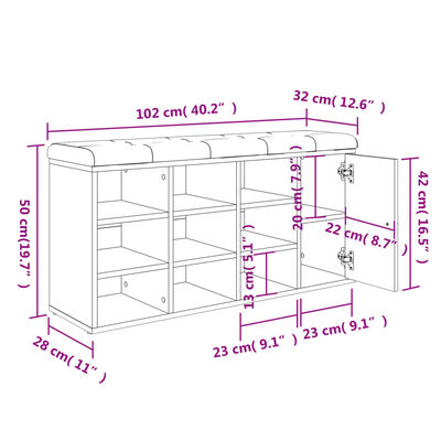 vidaXL Bancă pentru pantofi stejar sonoma 102x32x50 cm lemn prelucrat