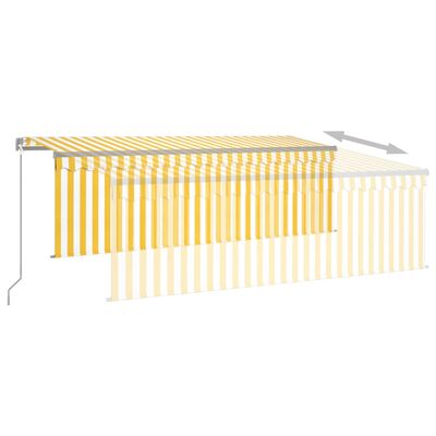 vidaXL Copertină retractabilă manual cu stor&LED, galben&alb, 4,5x3 m