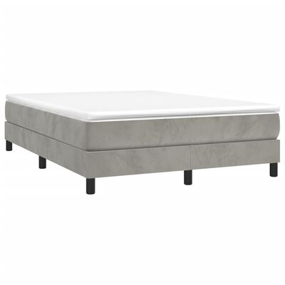 vidaXL Pat box spring cu saltea, gri deschis, 140x190 cm, catifea