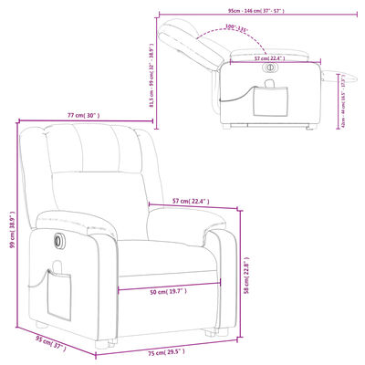 vidaXL Fotoliu electric de masaj rabatabil cu ridicare, maro, textil