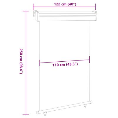 vidaXL Copertină laterală de balcon, crem, 122 x 250 cm