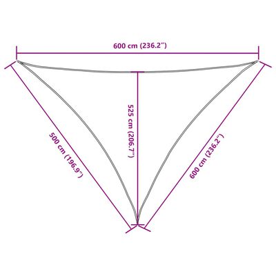 vidaXL Pânză parasolar, crem, 5x6x6 m, țesătură oxford, triunghiular