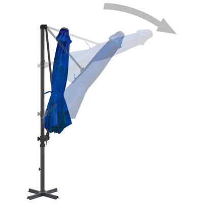 vidaXL Umbrelă suspendată cu stâlp aluminiu, albastru azuriu, 300 cm