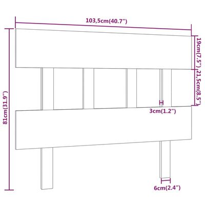 vidaXL Tăblie de pat, negru, 103,5x3x81 cm, lemn masiv de pin