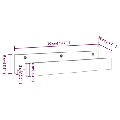 vidaXL Rafturi de perete 2 buc. maro miere 50x12x9 cm lemn masiv pin