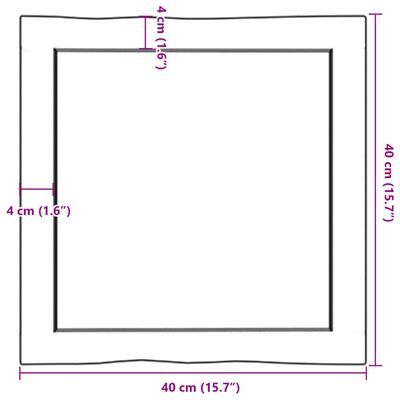 vidaXL Blat masă, 40x40x(2-6) cm, maro, lemn tratat contur organic