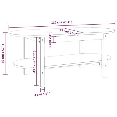 vidaXL Măsuță de cafea, gri, 110x55x45 cm, lemn masiv de pin