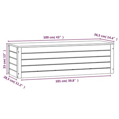 vidaXL Cutie de depozitare, 109x36,5x33 cm, lemn masiv de pin