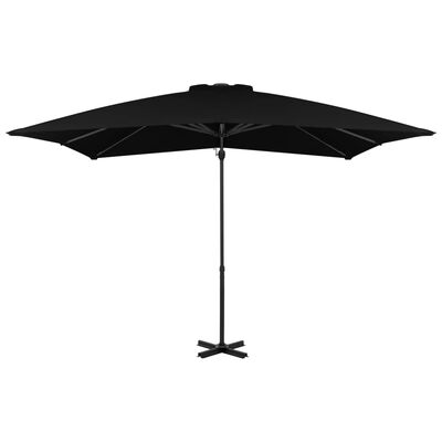 vidaXL Umbrelă suspendată cu stâlp din aluminiu, negru, 250x250 cm