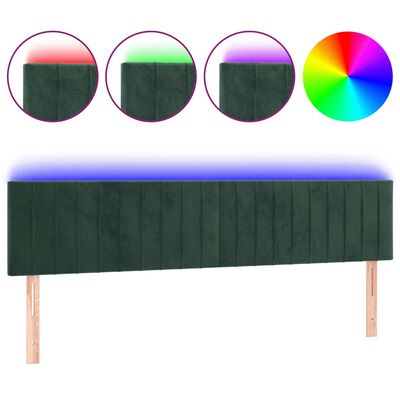 vidaXL Tăblie de pat cu LED, verde închis, 180x5x78/88 cm, catifea