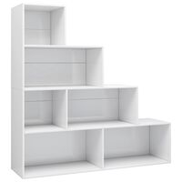 vidaXL Bibliotecă/Separator, alb lucios, 155x24x160 cm, lemn prelucrat