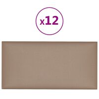 vidaXL Panouri de perete 12 buc. cappuccino 30x15 cm piele eco 0,54 m²